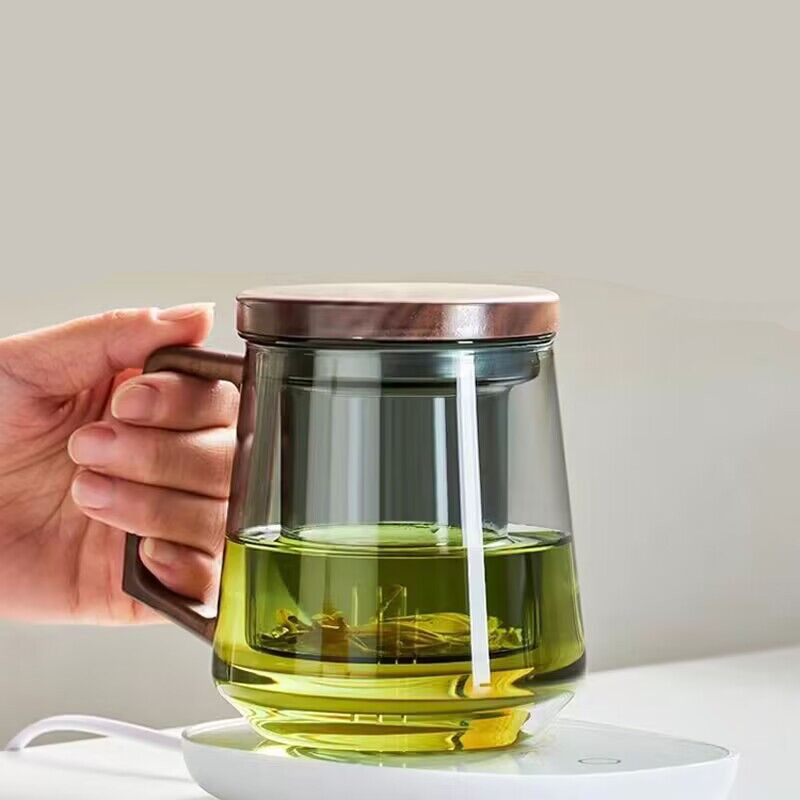 Silver Mist Glass Tea Mug