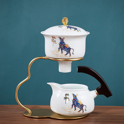 TEATOKK Blue Bull Porcelain Magnet Teapot