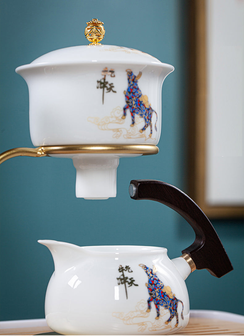 TEATOKK Blue Bull Porcelain Magnet Teapot