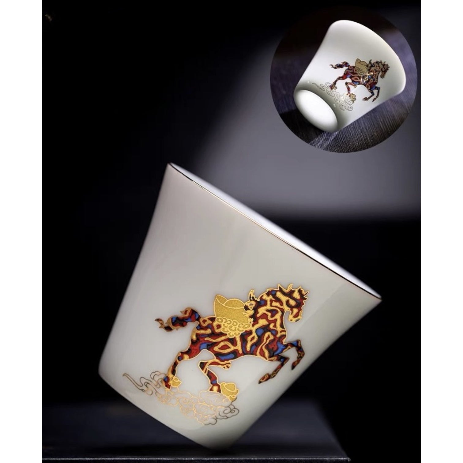 Golden Gallop Porcelain Tea Mug