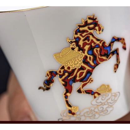 Golden Gallop Porcelain Tea Mug